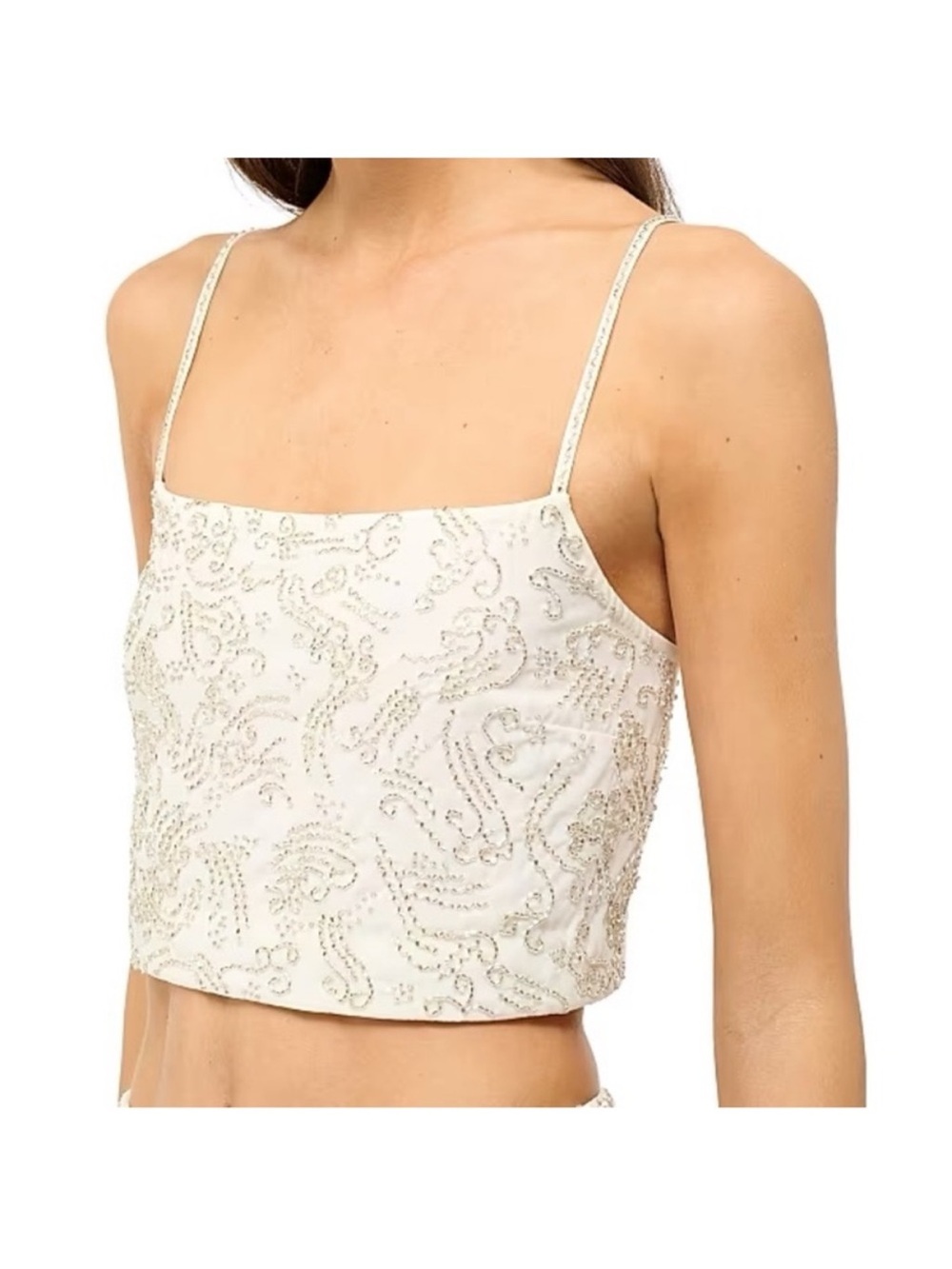 NWT STAUD Embellished Ivory Beaded Cami Top Small